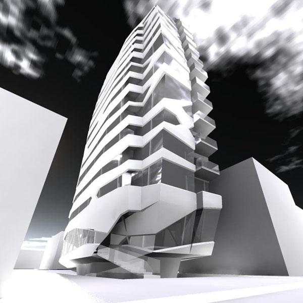 Archi-Tectonics, Q Tower, facade algorythm with MIT Medie Lab, Philadelphia, ZDA, 2006