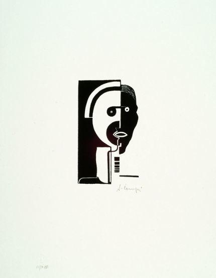 Avgust Černigoj, Avtoportret, 1926 (ponatis 1981), linorez, UGM, foto: I. Leskošek