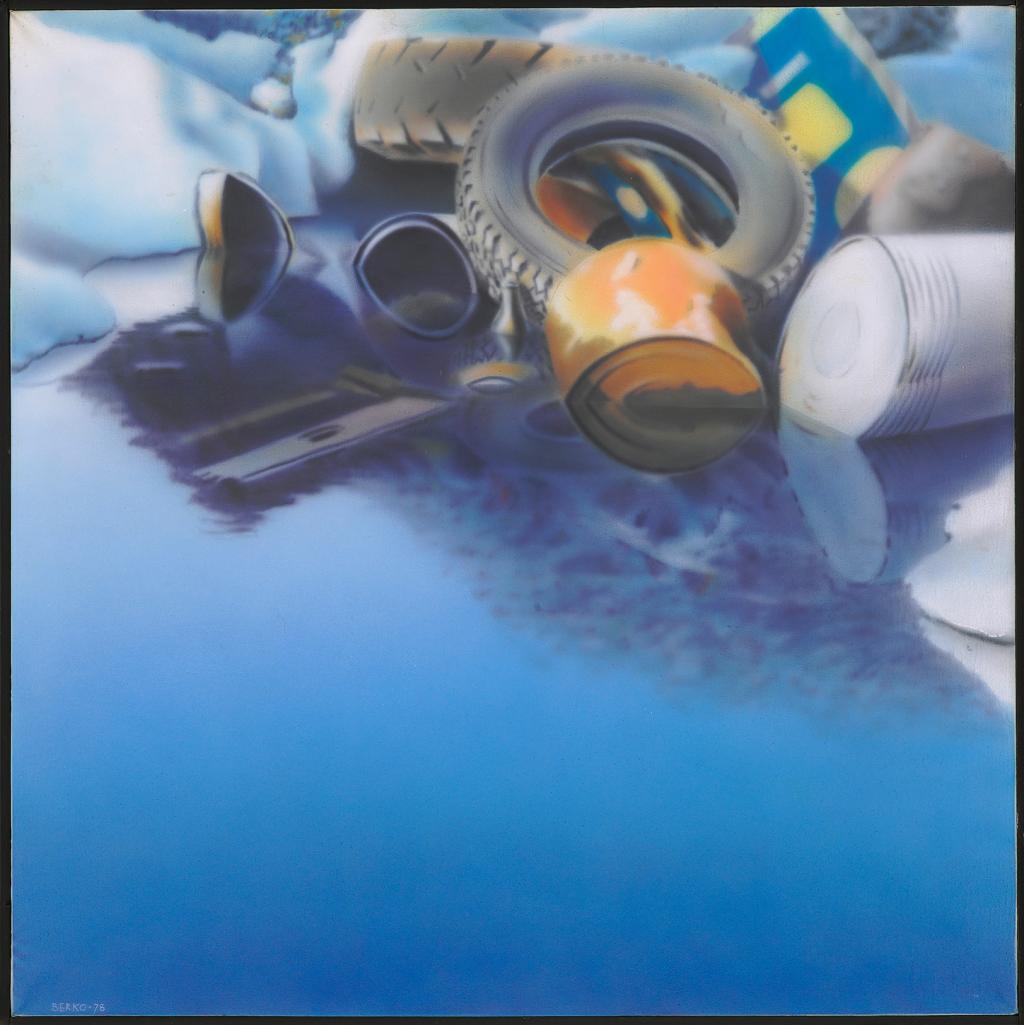 Berko, Deponija, 1978, akril na platnu,  100 x 100 cm, last umetnika