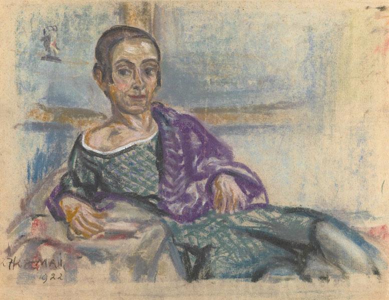 Elsa Oeltjen Kasimir, Ležeči avtoportret, 1922, pastel, papir