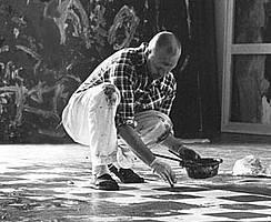 Georg Baselitz v ateljeju Derneburg, 1994 (foto: Franziska Adriani)