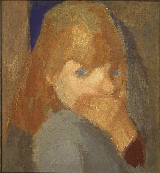 Slavko Kores, Dekliška glava, tempera na kartonu, okrog 1953