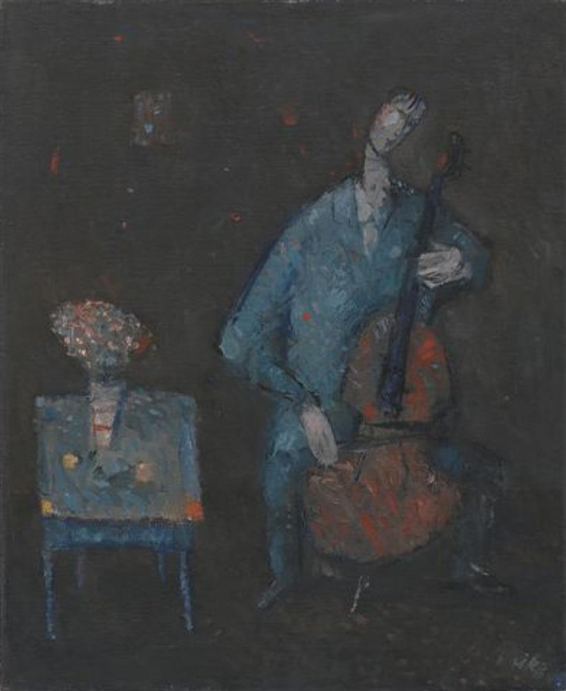 Maks Kavčič Čelist III,1966, olje, platno, foto Damjan Švarc