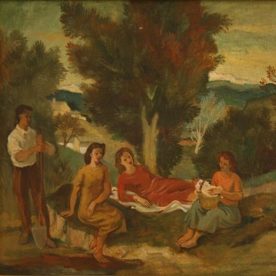 Maksim Sedej,  Počitek, ok. 1939, olje na platnu