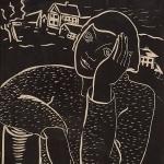 Miha Maleš, Žalostna deklica, 1928, linorez na papirju