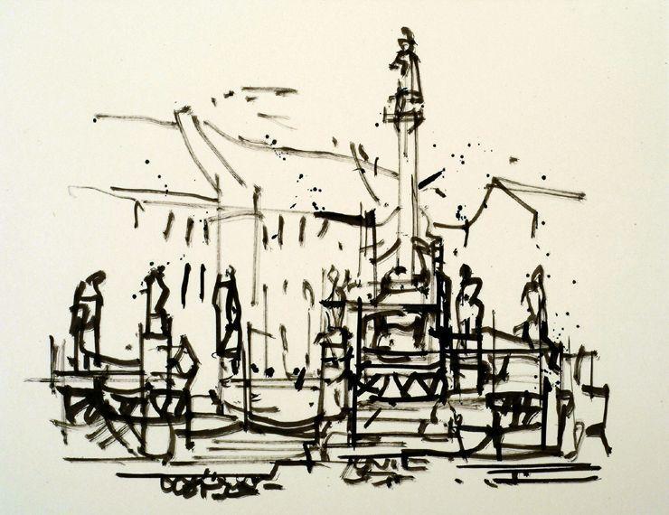 Oton Polak, Kužno znamenje, tuš na papirju, 50 x 70,7 cm, last: Umetnostna galerija Maribor