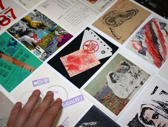 Mail art, detajl z razstave, ca. 1987, UGM, foto: arhiv UGM