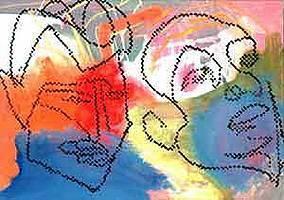 Sigmar Polke, 'Jeden Ding hat seinen Diener', sagt Dagmar Steffen und rückt das Buttermesserchen zurecht, 1996, gvaš