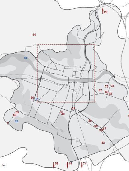 Zbirna karta razstavljenih objektov, ožje in širše območje