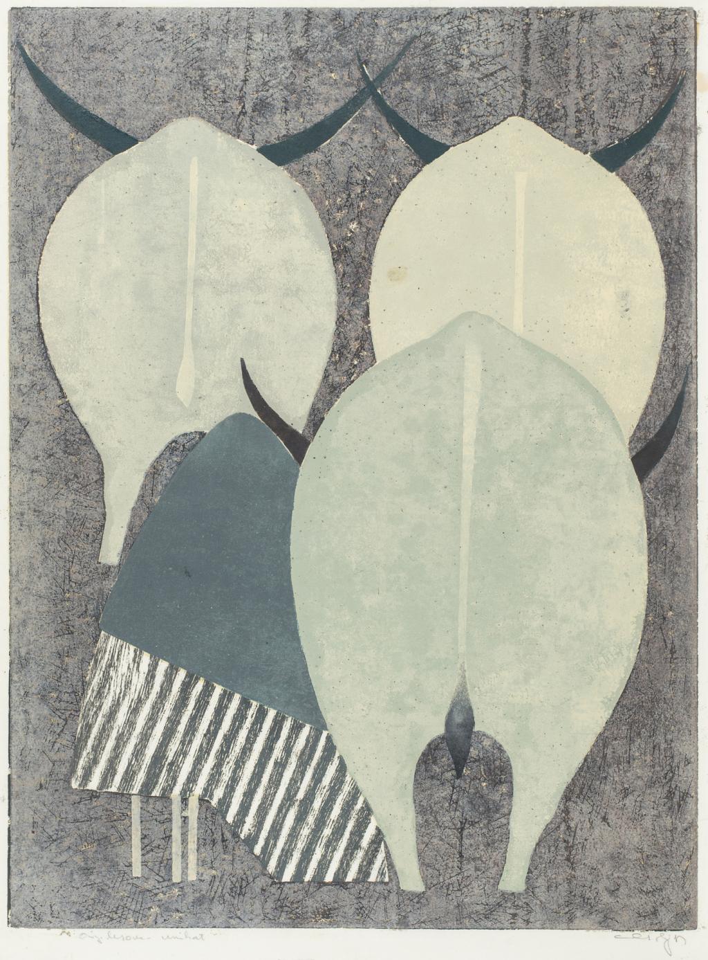 Bojan Golija, Voli, 1963, barvni lesorez, 60 x 45 / 64 x 47 cm, foto: Jan Hecl